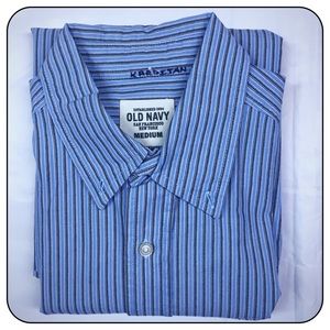 Old Navy Medium Blue Striped Long Sleeve Shirt